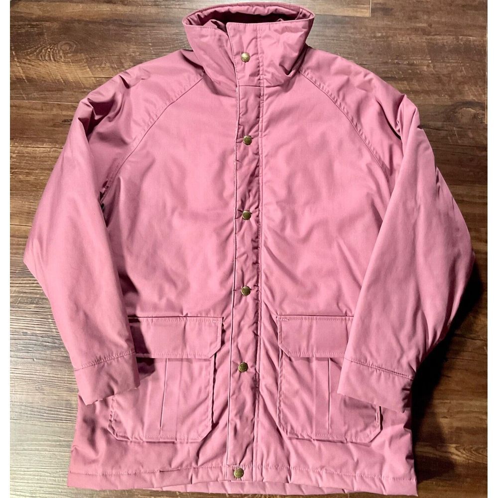 Woolrich Womens Pink Plaid Wool Lined Parka Jacket Vintage 90s Size Medium